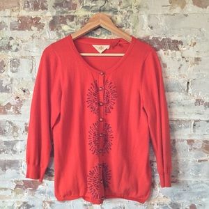 Anthropologie Red Cardigan